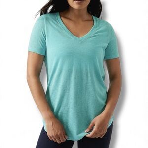 ATHLETA Breezy V-Neck Tee - Gulf Green Plus 1X